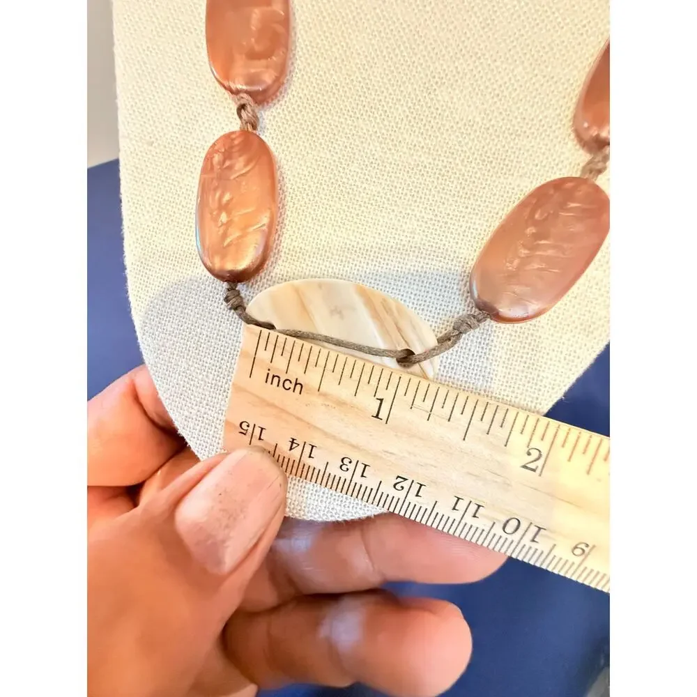 Vintage 50” Copper Tone Bead Lariat Necklace